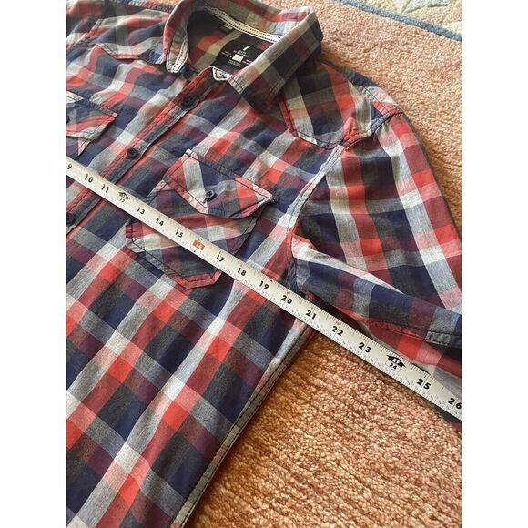 Buffalo Jeans Shirt Mens Size L Cotton Red Plaid Long Sleeve Button Up - Picture 6 of 10